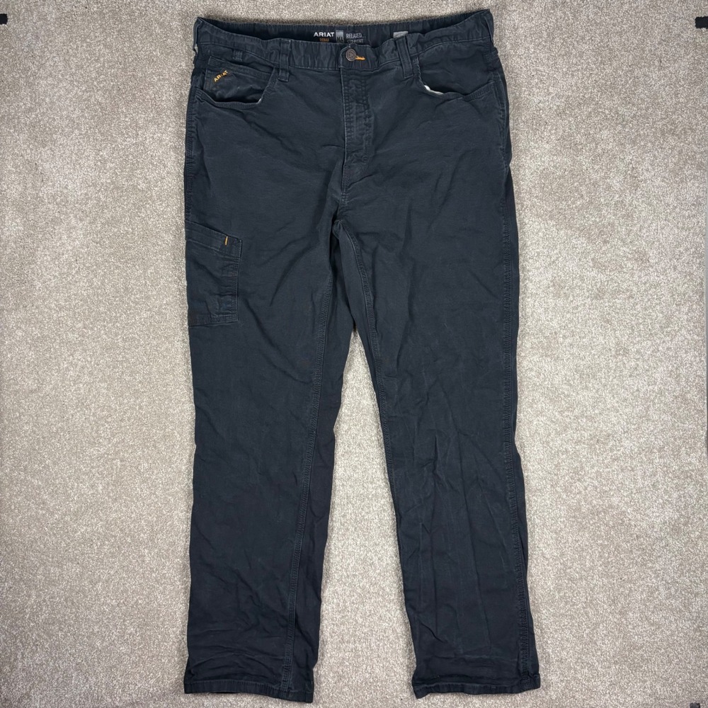 Ariat Rebar M4 Relaxed Straight Work Pants Mens 40x34 Black Canvas Trousers
